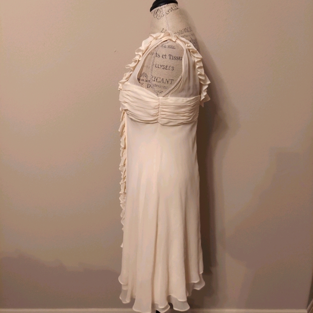 Donna Ricco Ivory Silk Chiffon Ruffle Dress Sz 6 - Picture 2 of 5